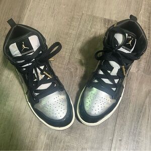 Air Jordan Black and Silver High-Top Sneakers